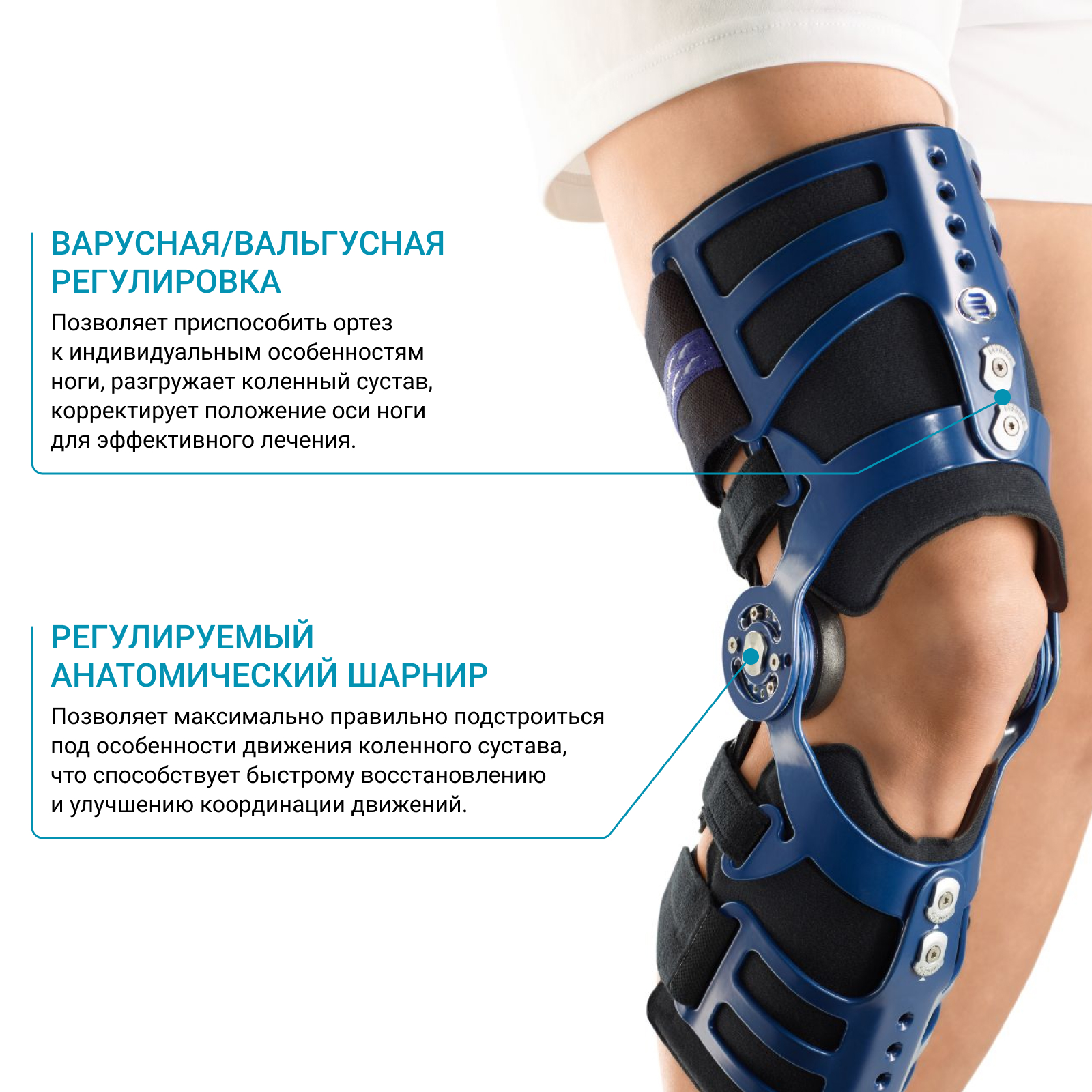 ортез для коленного сустава с регулируемыми шарнирами при восстановлении коленного